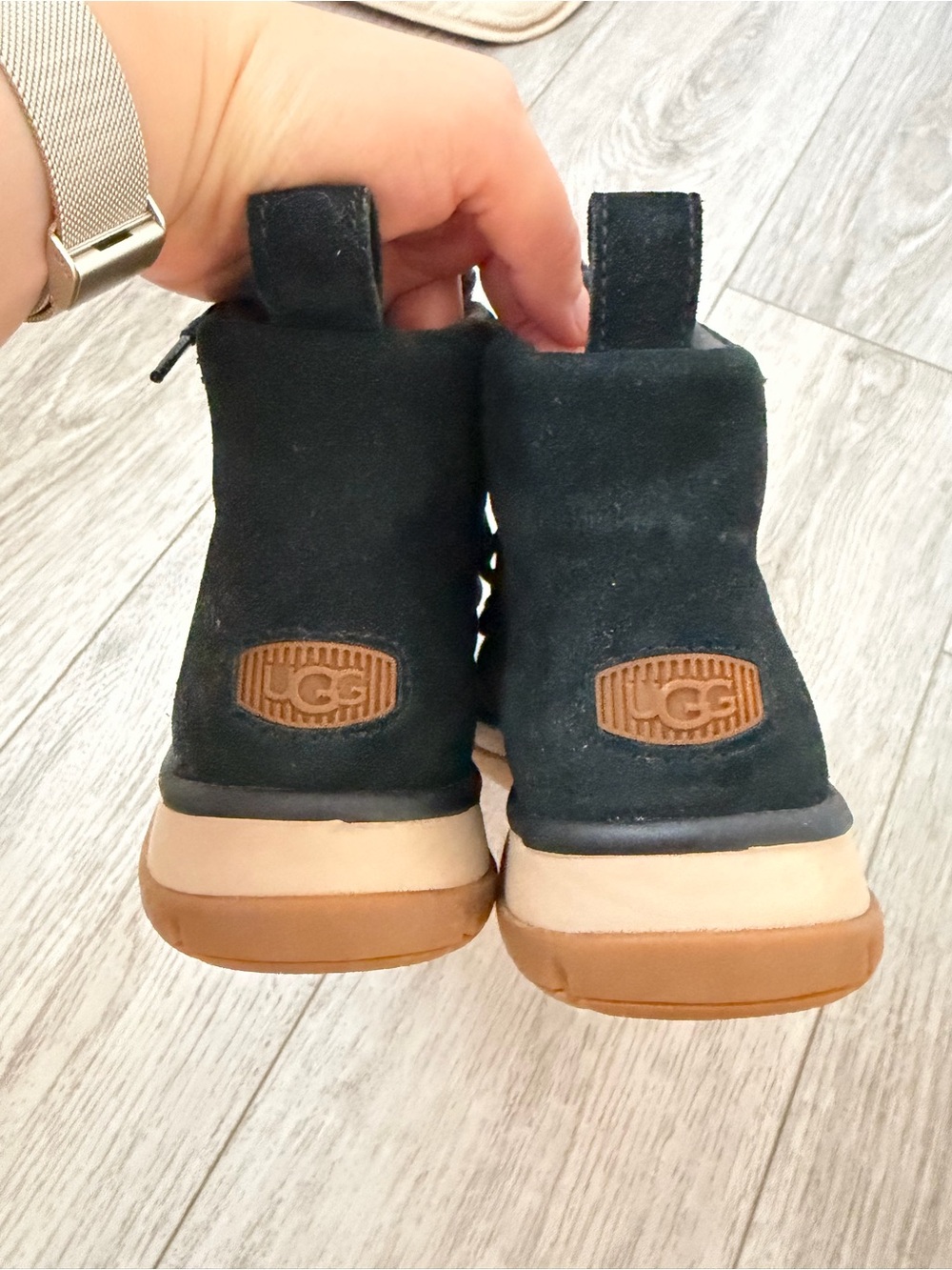 UGG Women’s Black Suede Lace-Up Ankle Boots - Fleece Lined - Picture 2 of 3